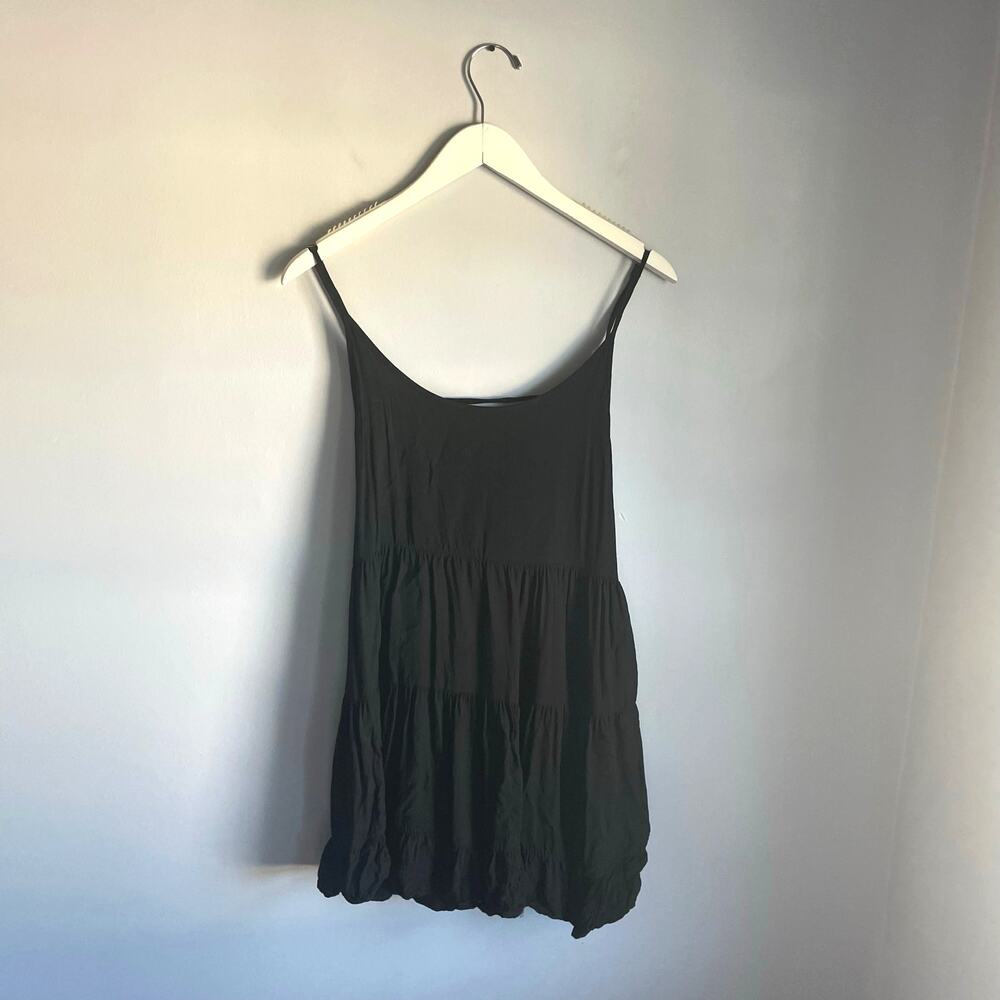 Brandy Melville Black Tiered Tank Dress Dainty One Size PTP: 18.5" Length: 31.5"